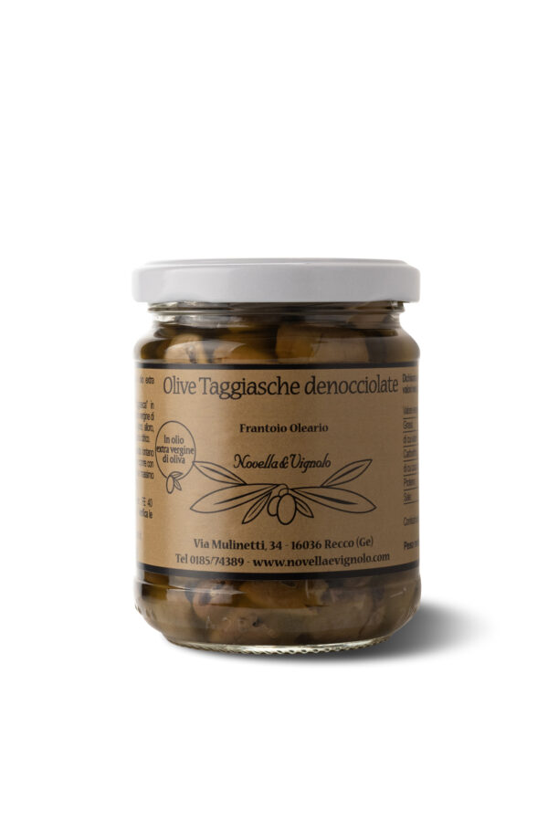 Taggiasche pitted olives in extra virgin olive oil